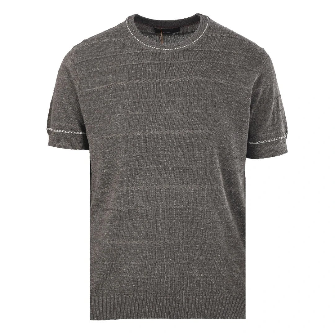 Rib Knit Wave Texture Linen T-Shirt photo 3