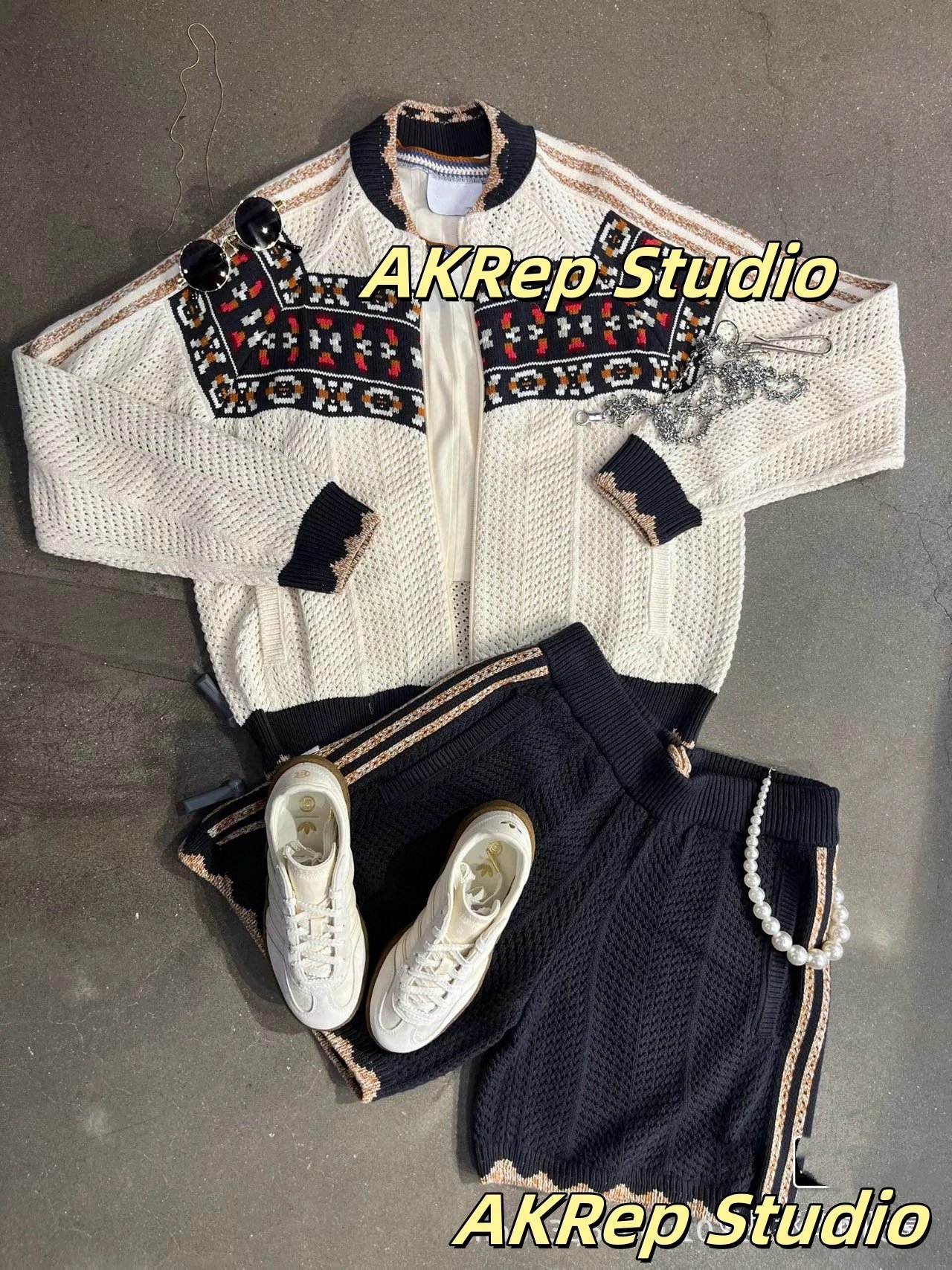 Ethnic Crochet Knit Cardigan and Shorts Set photo 6