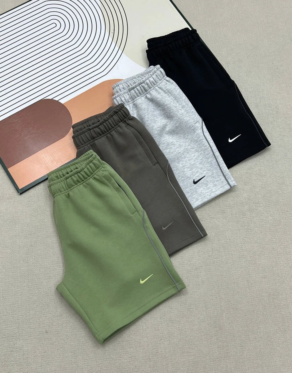 Summer Knit Reflective Stripe Cotton Athletic Shorts