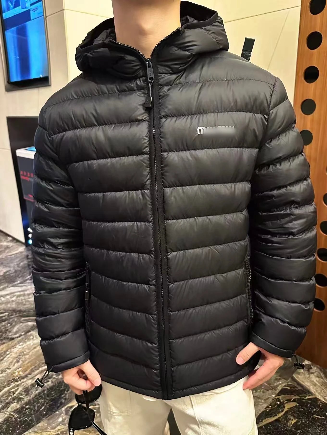 Letter Embroidered Lightweight Puffer Jacket photo 4