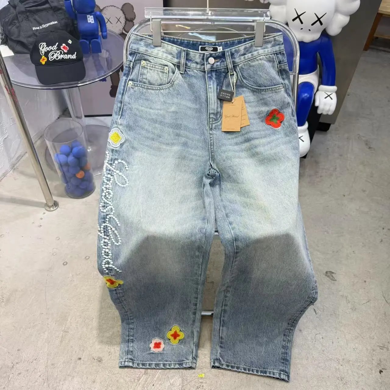Floral Embroidery Selvedge Denim Jeans photo 3