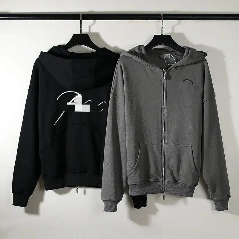 Letter Embroidery Hooded Zip Sweatshirt