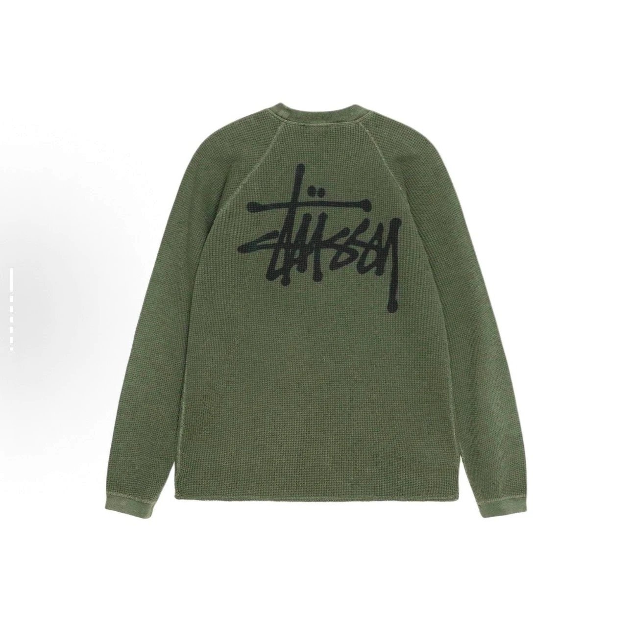 STU Camo Waffle Knit Loose Retro Workwear Crew Neck Sweatshirt Long Sleeve T-Shirt