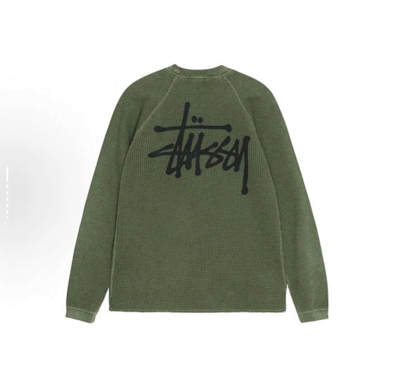 STU Camo Waffle Knit Loose Retro Workwear Crew Neck Sweatshirt Long Sleeve T-Shirt