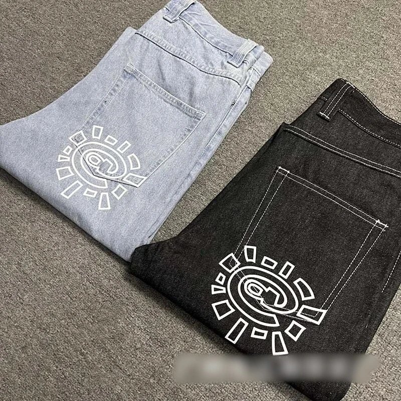 ADWYSD Letter Print Denim Jeans photo 8