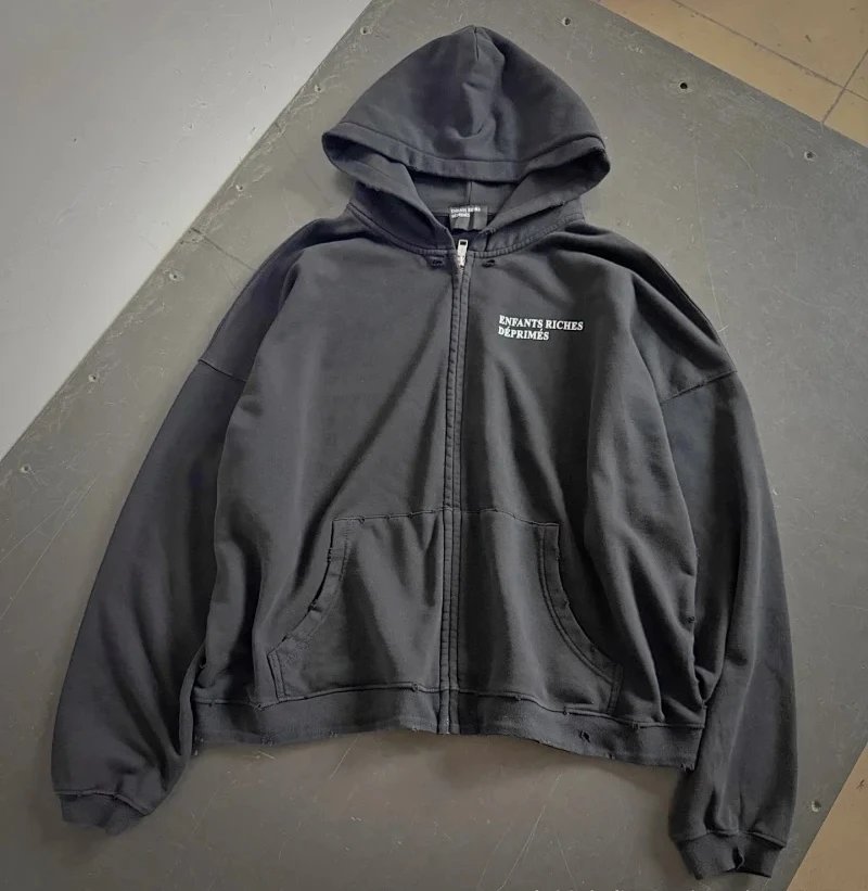 Vintage Distressed Long Sleeve Hoodie photo 8