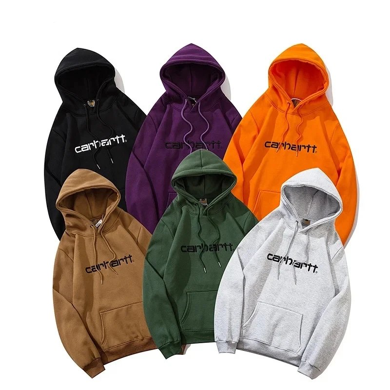 Classic Letter Embroidered Fleece Hoodie