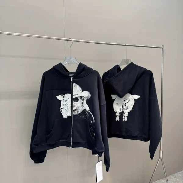 Gallery Dept. Distressed Military Hoodie in Beige and Navy - 8