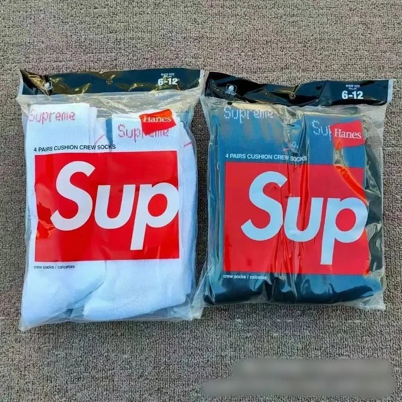 Supreme x Hanes Box Logo Crew Socks Black - 2