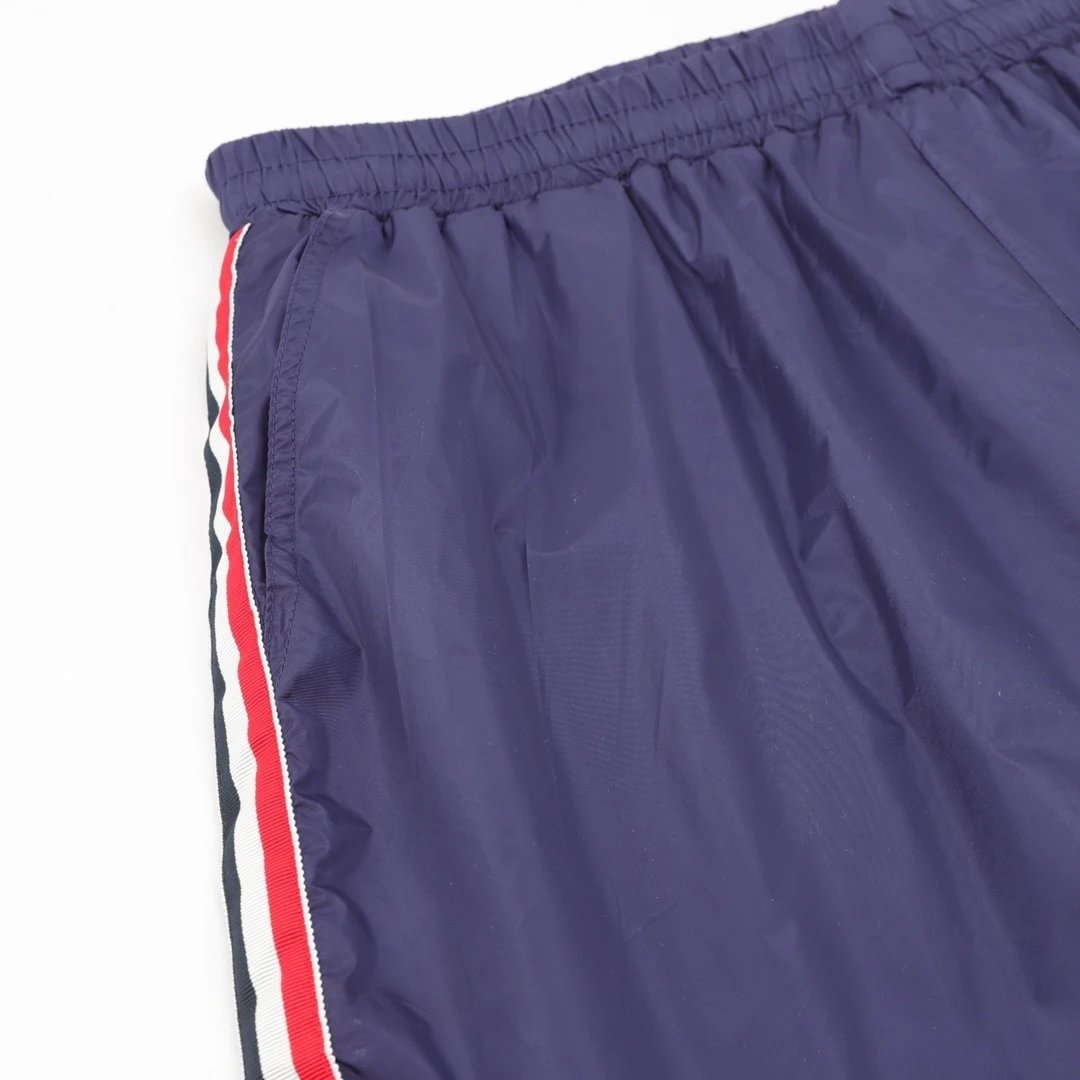 Moncler Logo-Embroidered Navy Shorts with Stripe Tape - 16