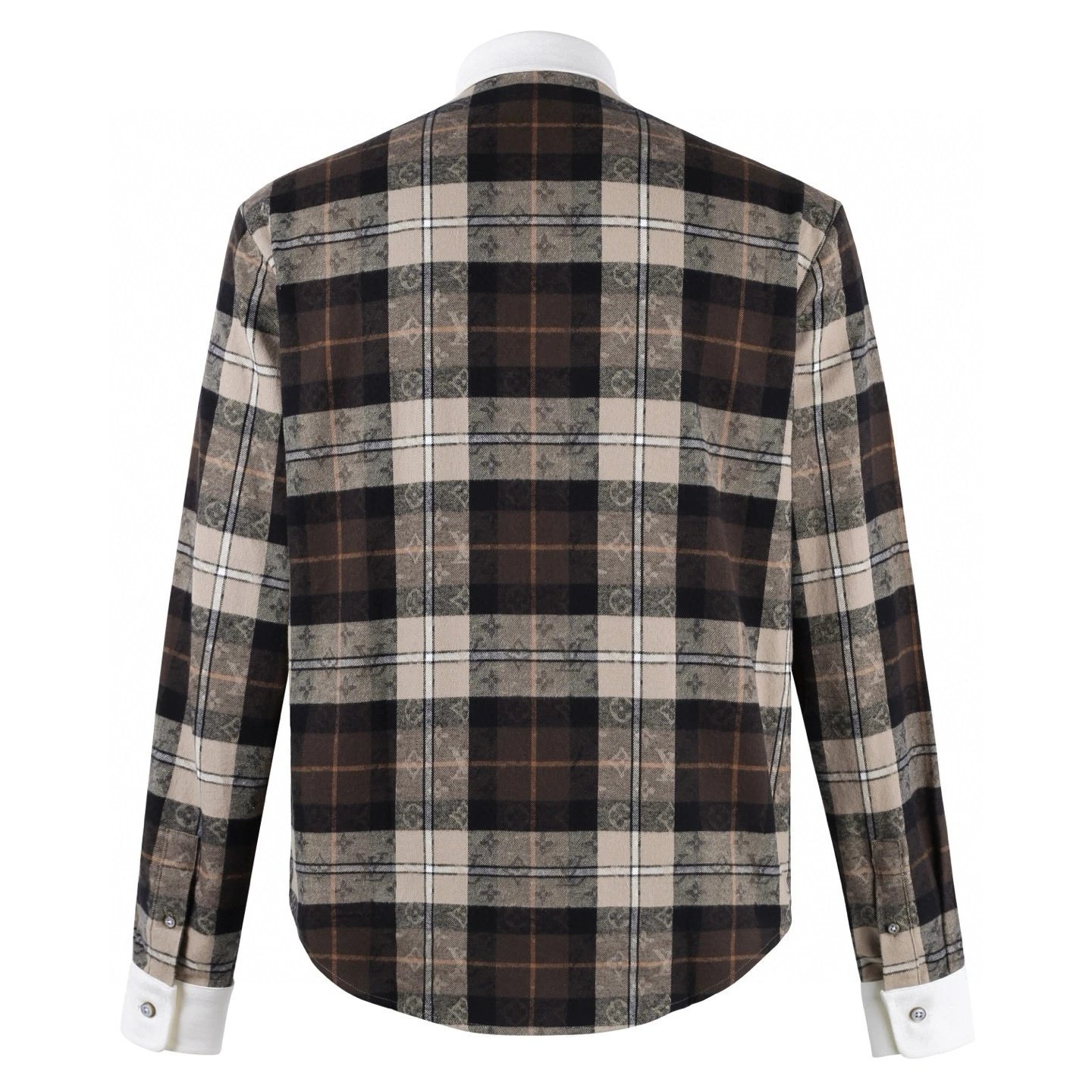 Contrast Collar Flannel Long Sleeve Polo Shirt photo 2