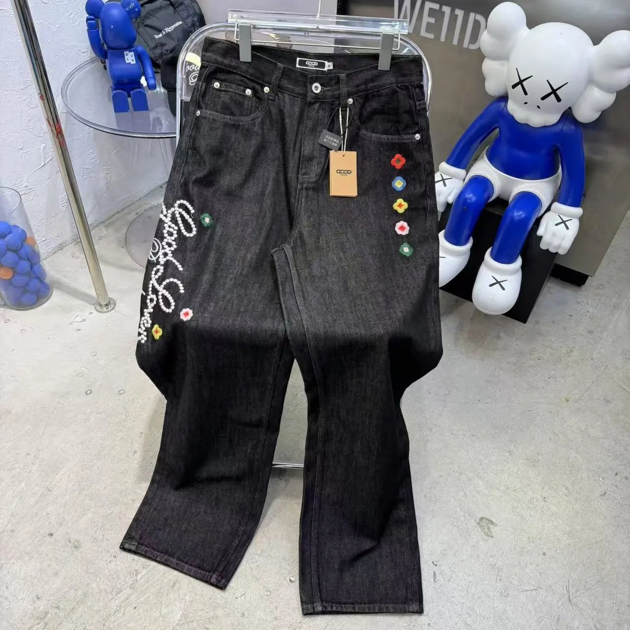 Floral Embroidery Selvedge Denim Jeans photo 2