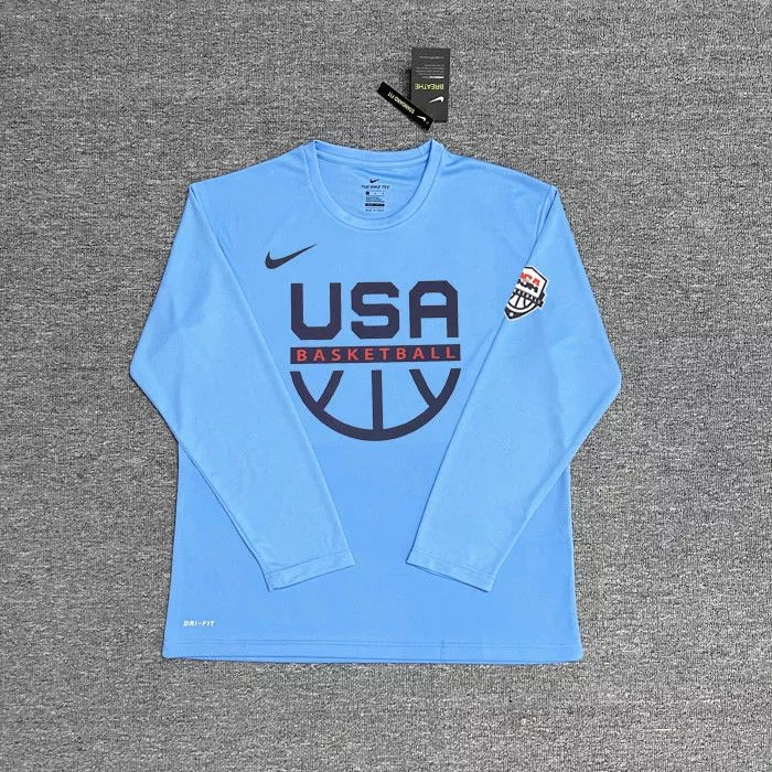 Half-Circle Basketball Light Blue Long Sleeve