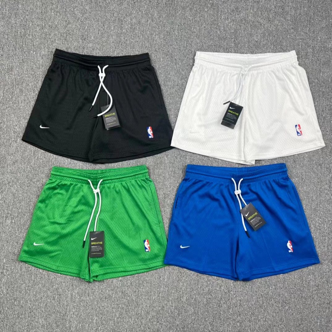 Embroidered joint model basketball actual combat training American shorts mesh breathable four-point, black-white-green-blue three-standard complete four-color spot launch M-3XL size Oh with tights more handsome