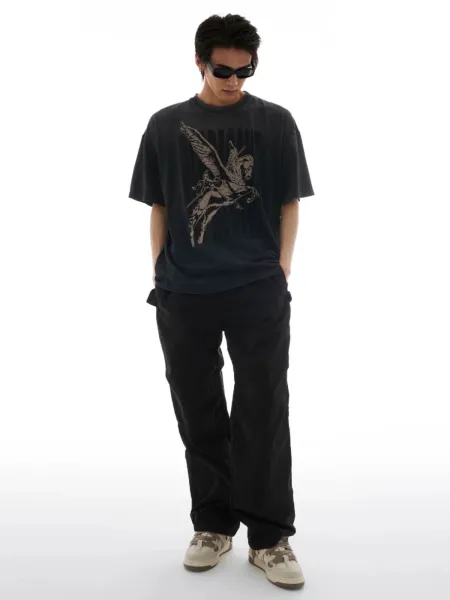 Represent Pegasus Graphic Washed Black T-Shirt - 11