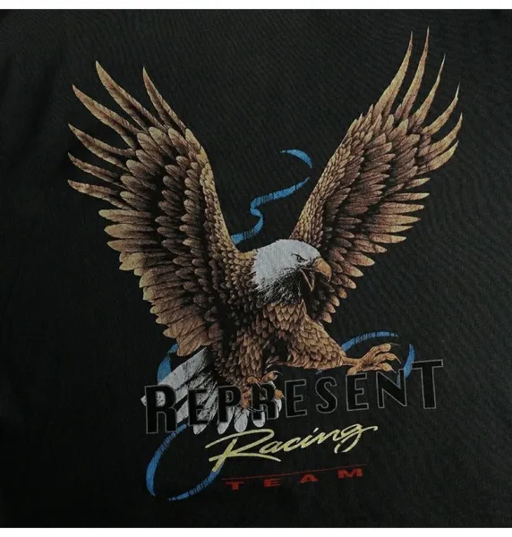 Represent Eagle Print Oversized T-Shirt Beige - 21