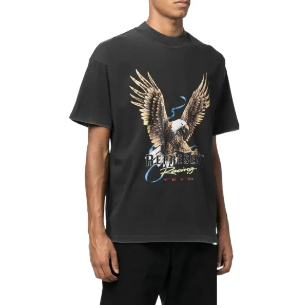 Represent Eagle Print Oversized T-Shirt Beige - 14