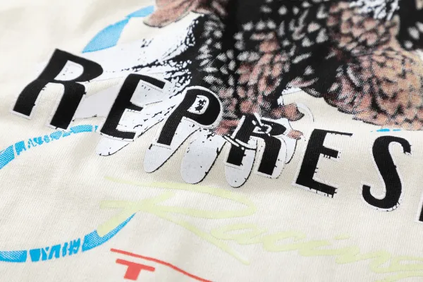 Represent Eagle Print Oversized T-Shirt Beige - 28