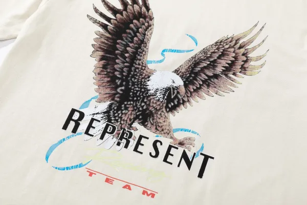Represent Eagle Print Oversized T-Shirt Beige - 26