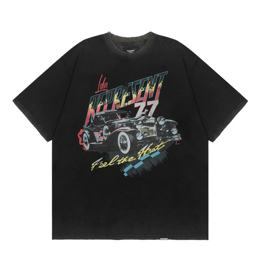 Represent 77 Classic Car Graphic Black T-Shirt - 17