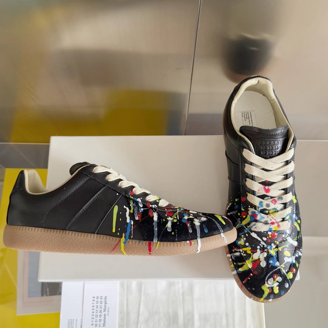 Maison Margiela Black Paint Splatter Sneakers