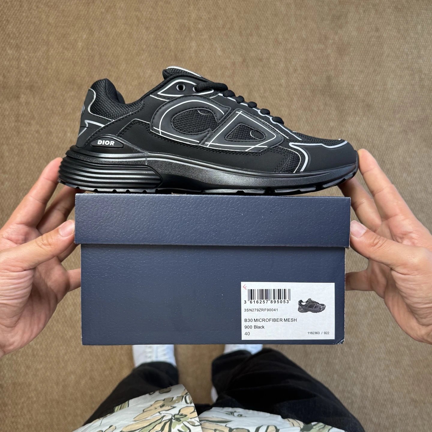 Dior Black B30 Microfiber Mesh Sneakers