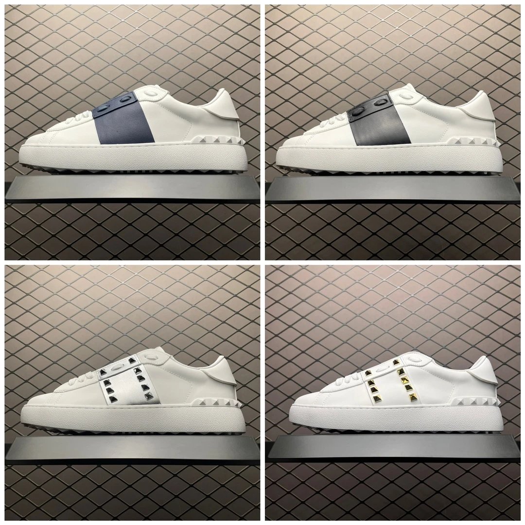 Valentino White Leather Sneakers with Stud Accents
