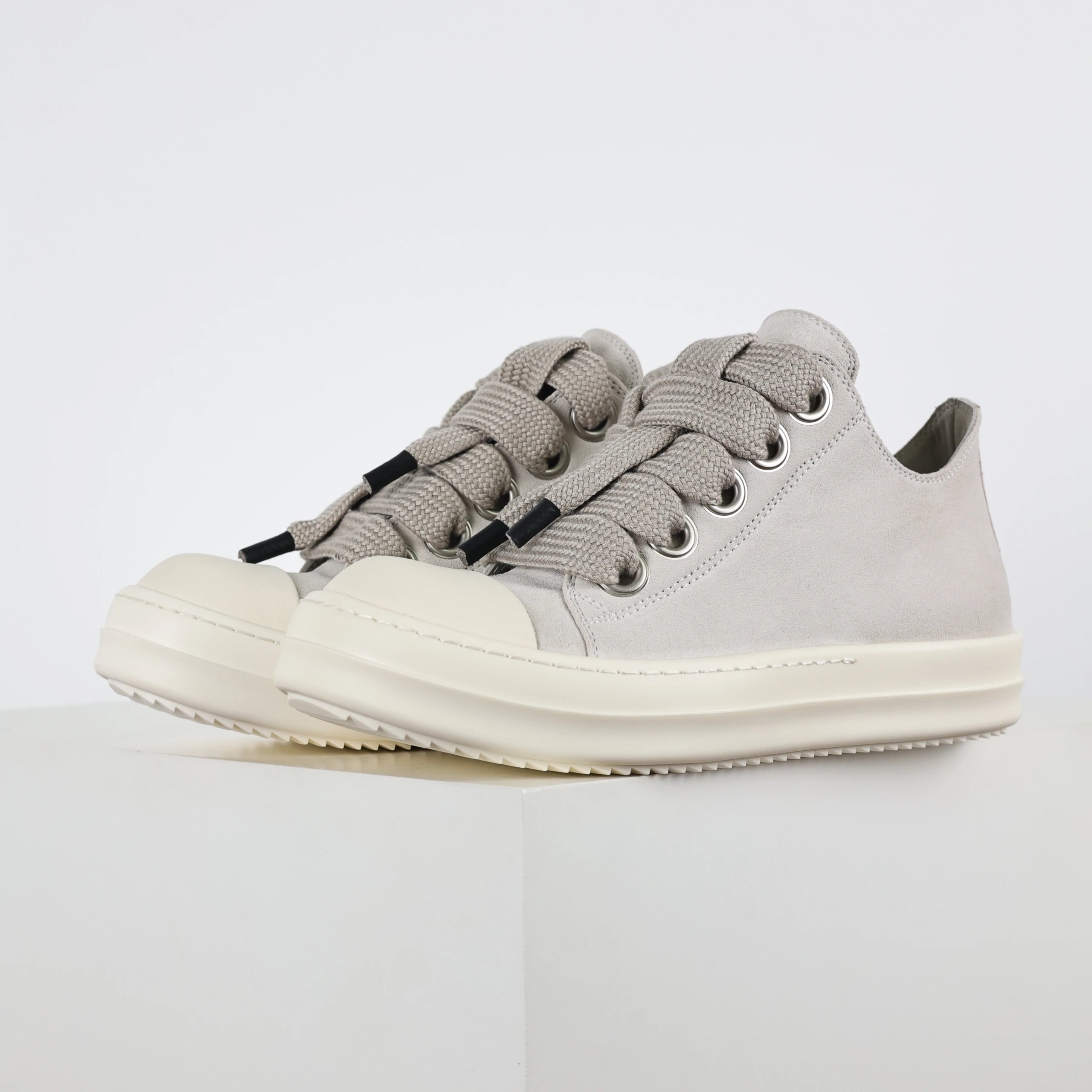 Waxed Laces Converse Grey & White Suede