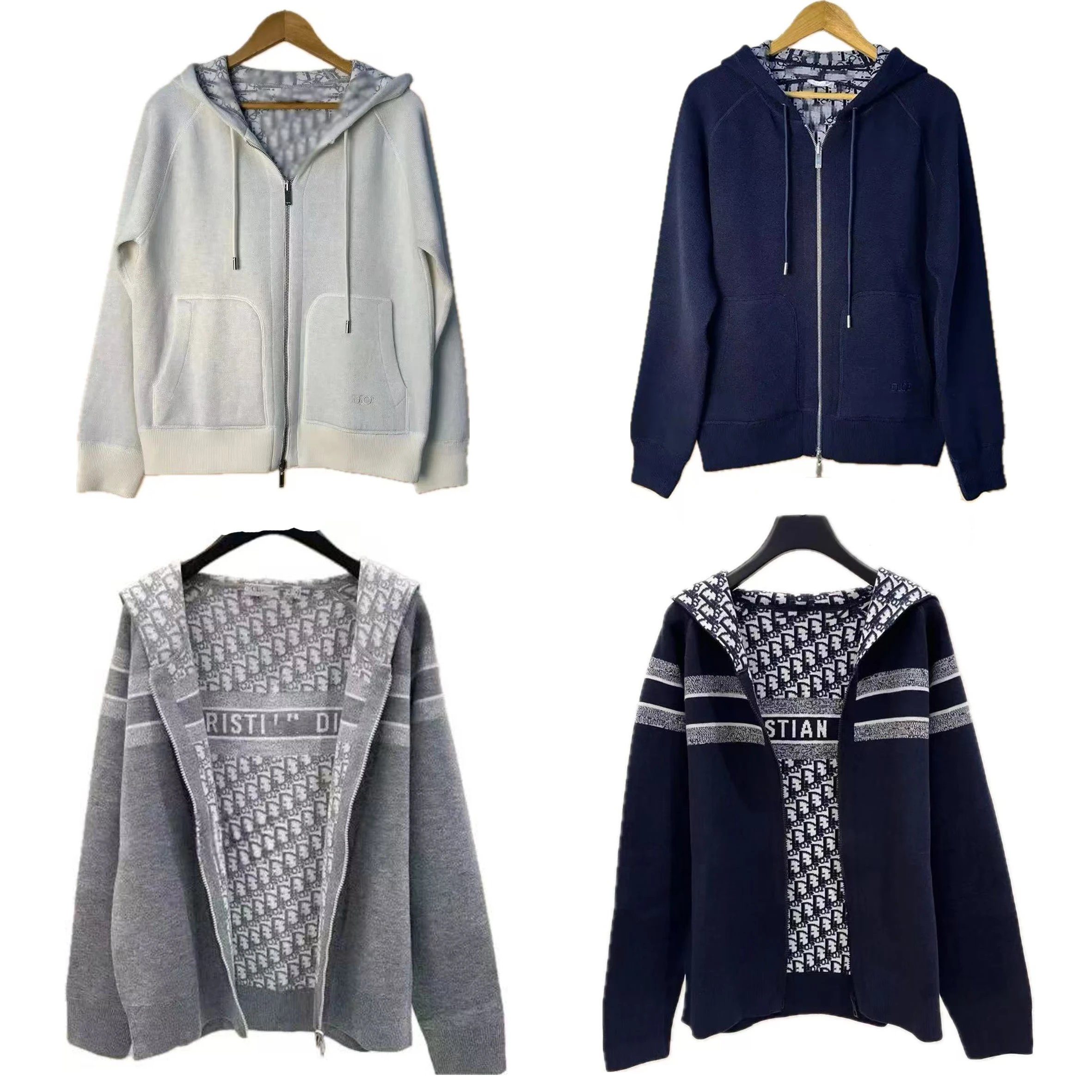 D * Autumn/Winter New Double sided Hooded Zipper Knitted Cardigan for Men and Women
