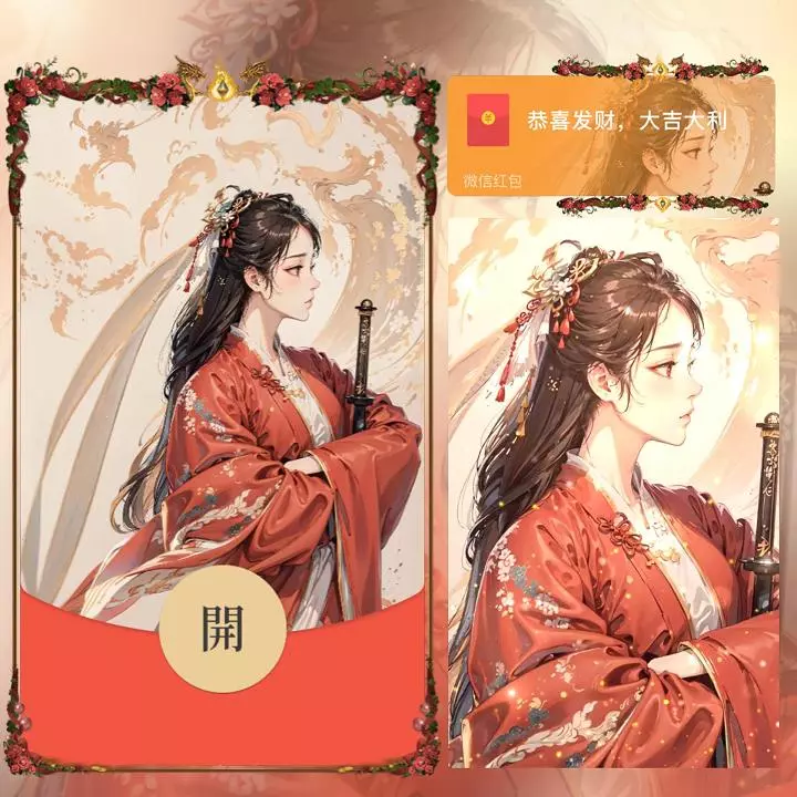 【卡密兑换】微信红包封面『古风少女/long』官方卡密丨端内兑换丨24小时自助提卡！