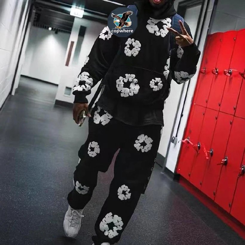 Floral Print Hoodie and Pants Set - 131971