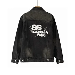 thumbnail for Special price! High-end edition Paris BLACG spring/summer new collection double B graffiti vintage washed printed letters logo denim jacket