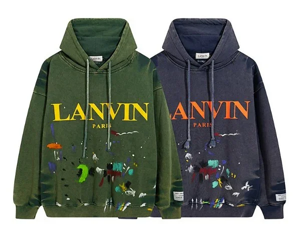 Lanvin Hoodies & Sweatshirts Logo Paint-Splatter Pullover Hoodie product detail image 11