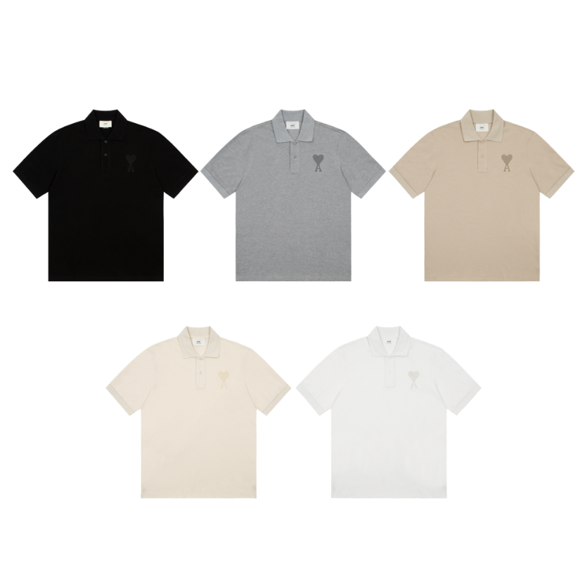 Ami Classic Embroidered Love Short sleeved Polo Shirt P139 yuan