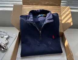 thumbnail for 2023 New Fall/Winter Stand-Up Collar Men's Half Zip Knit Pony Logo Sweater P169 Yuan