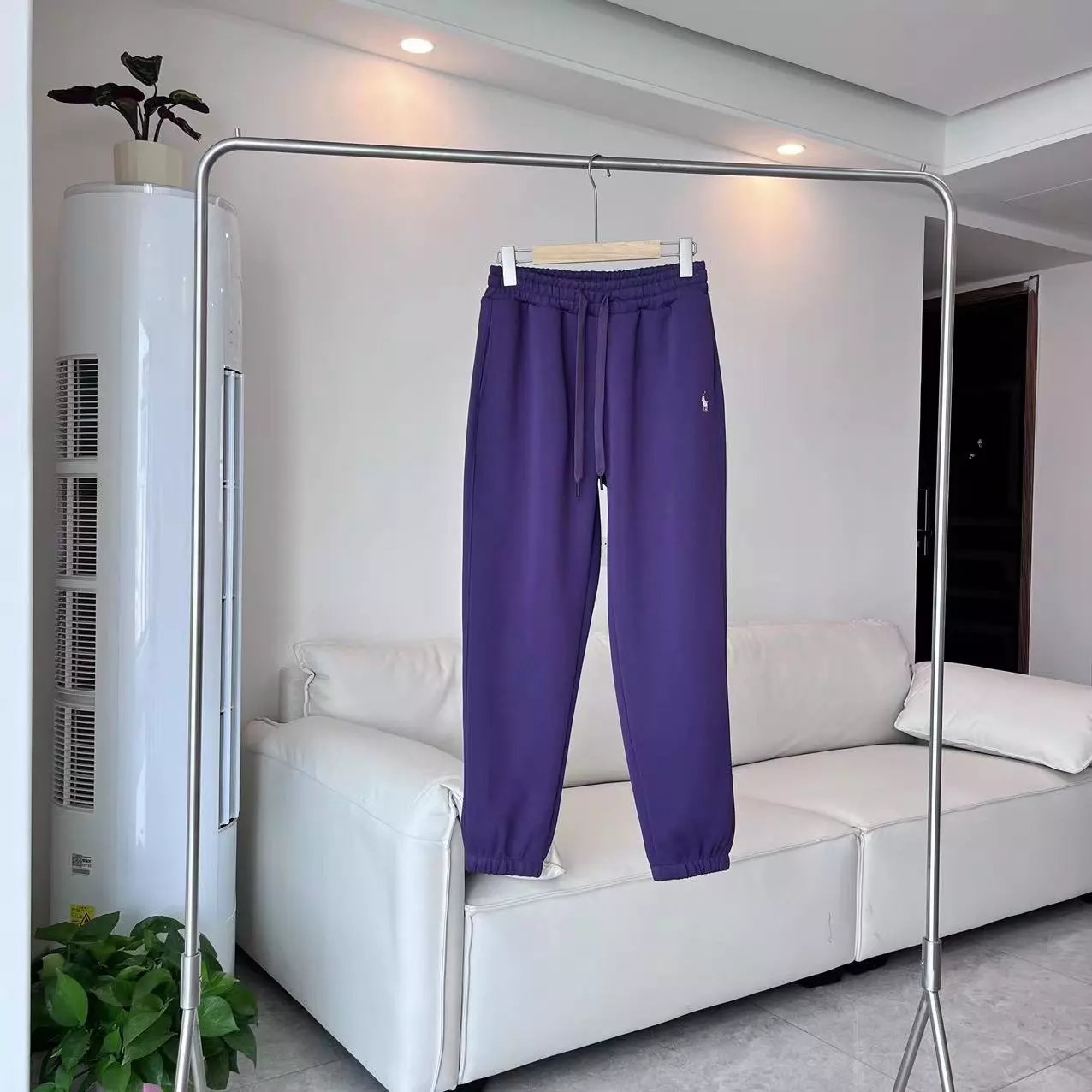 White Polo Ralph Lauren Logo Jogger Pants