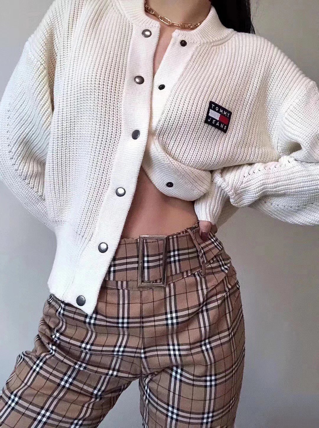 韩系秋冬穿搭套装女感温柔学院风针织开衫