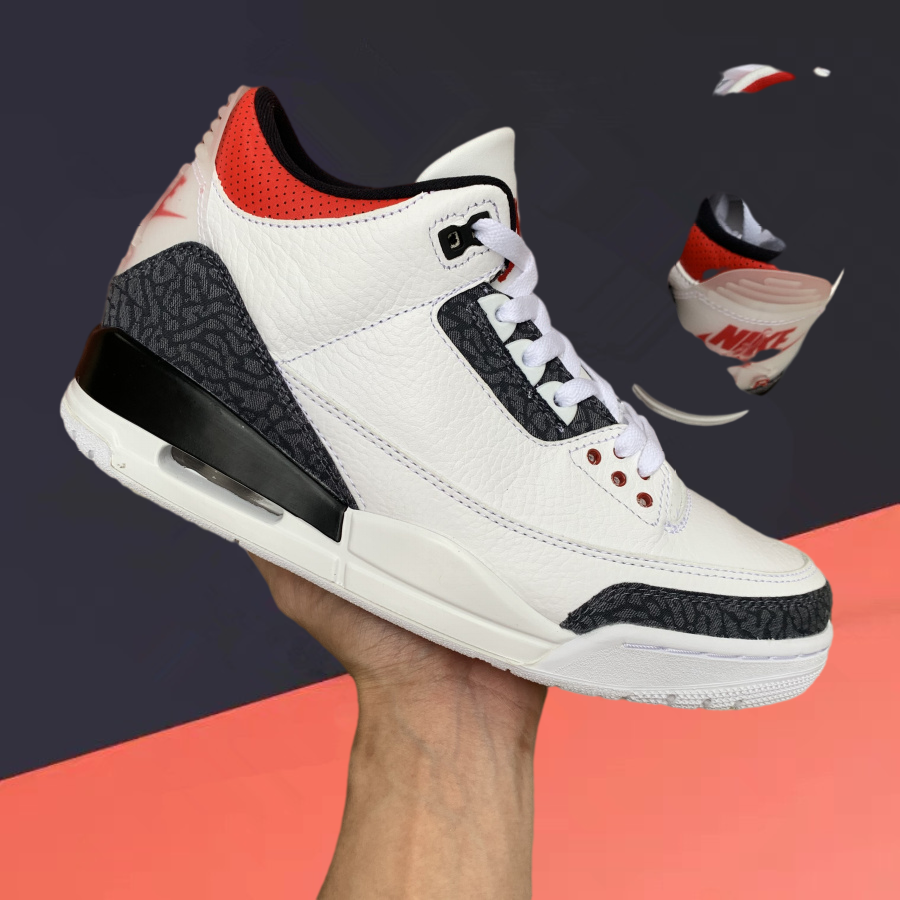 【特价⚡秒杀】Air Jordan 3 Retro "Fire Red" AJ3 火焰红黑白水泥单宁爆裂纹男女子低帮运动篮球鞋 CZ6431-100