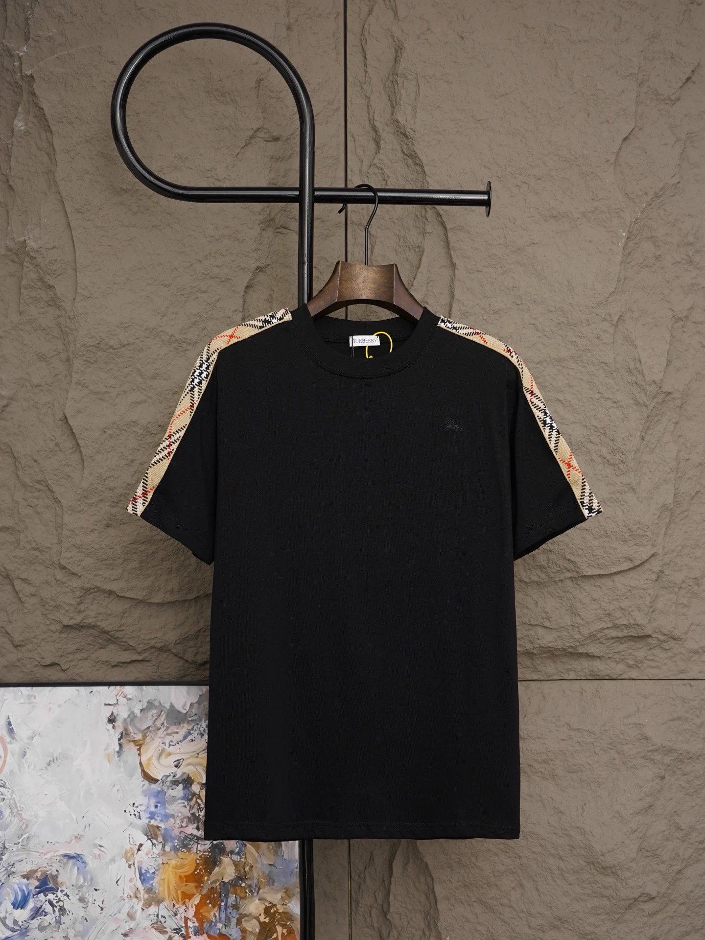 Burberry T-shirt Vintage Check Trim Black