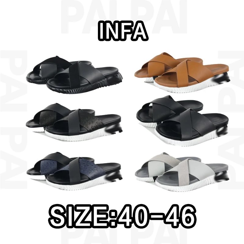 INFA Black Cross-Strap Sandals