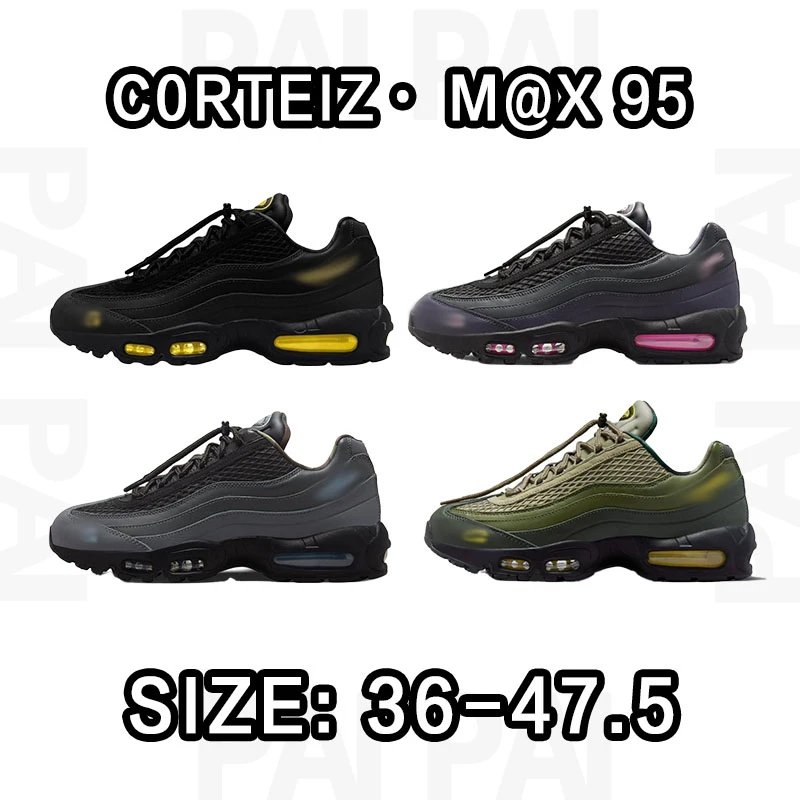 Nike Corteiz Max 95 Sneakers in Black, Grey, and Olive Variants
