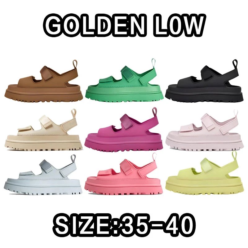 Golden Low Platform Sandals