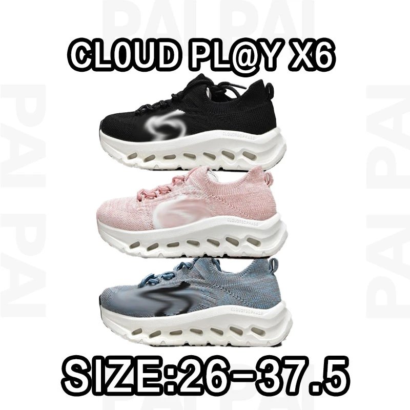 Cloud Play X6 Sneakers in Black, Pink, and Blue