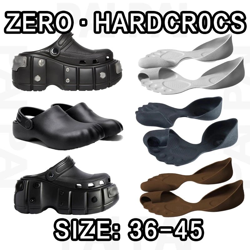 Zero Hardcrocs Black Clogs with Insoles Size 36-45