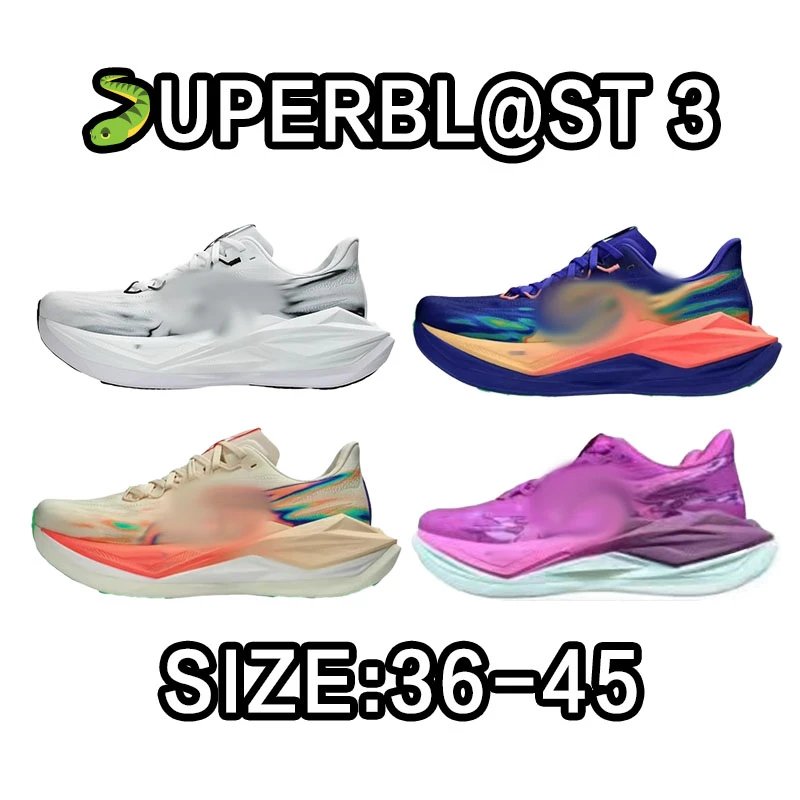 Superblast 3 Running Shoes in White, Blue, Beige, and Purple
