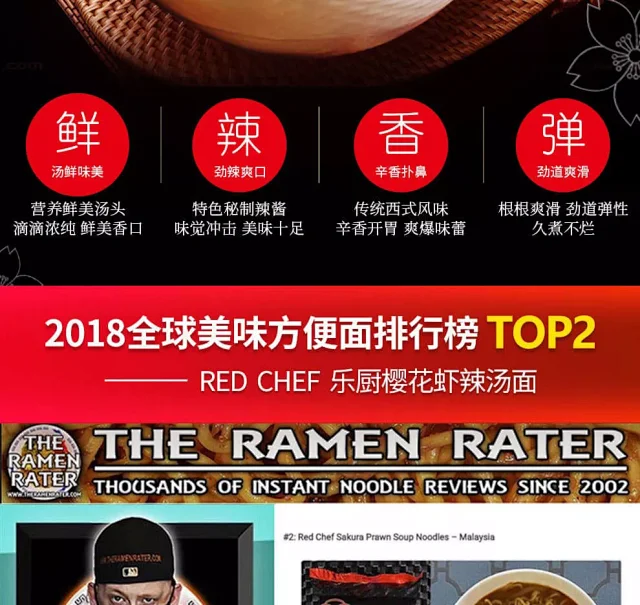 全球泡面排行TOP2！马来西亚进口 105gx12包 Red Chef 乐厨樱花虾辣汤面 团购价43元包邮 买手党-买手聚集的地方