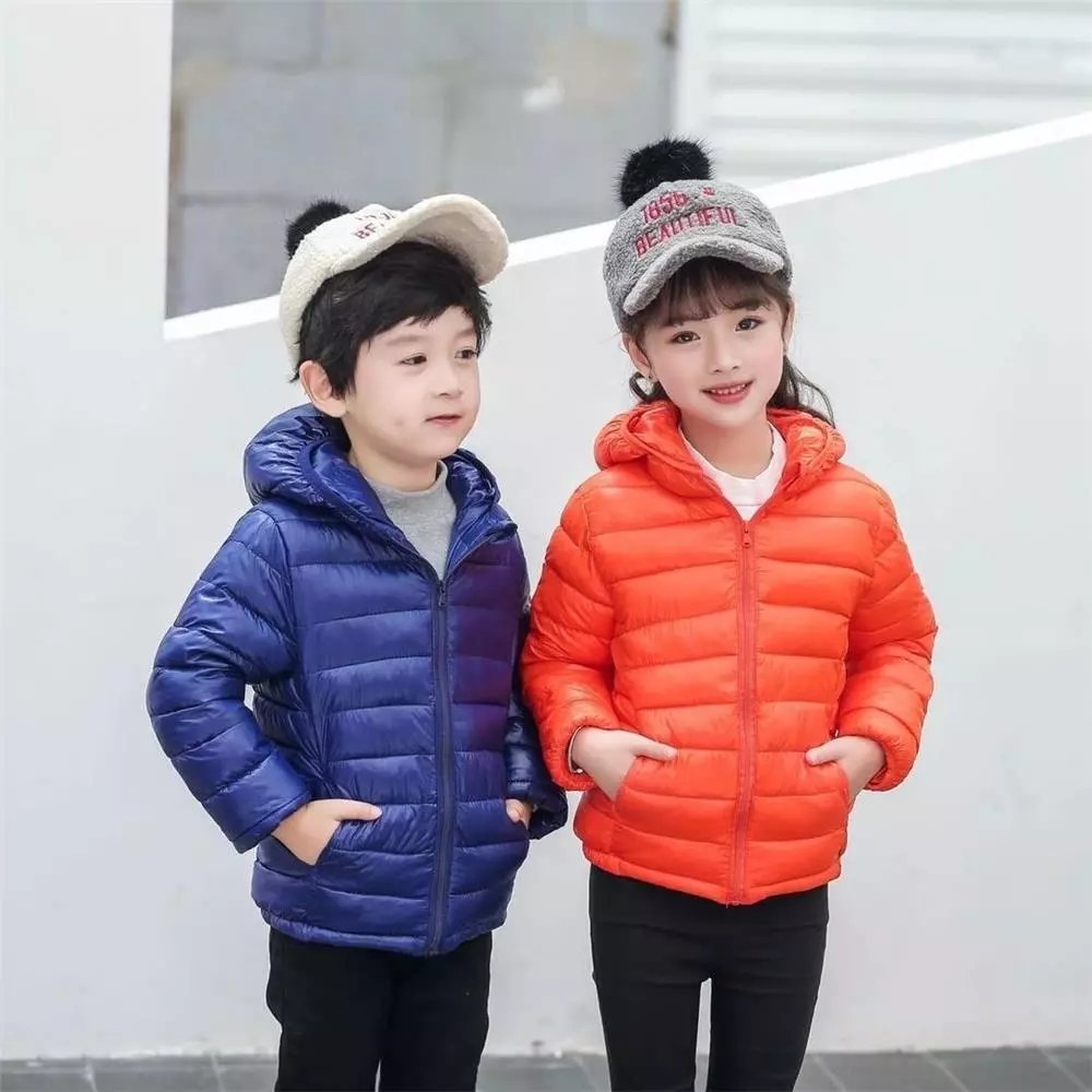 2019儿童轻薄款羽绒棉服1到14岁男童女童秋冬保暖连帽外套短款