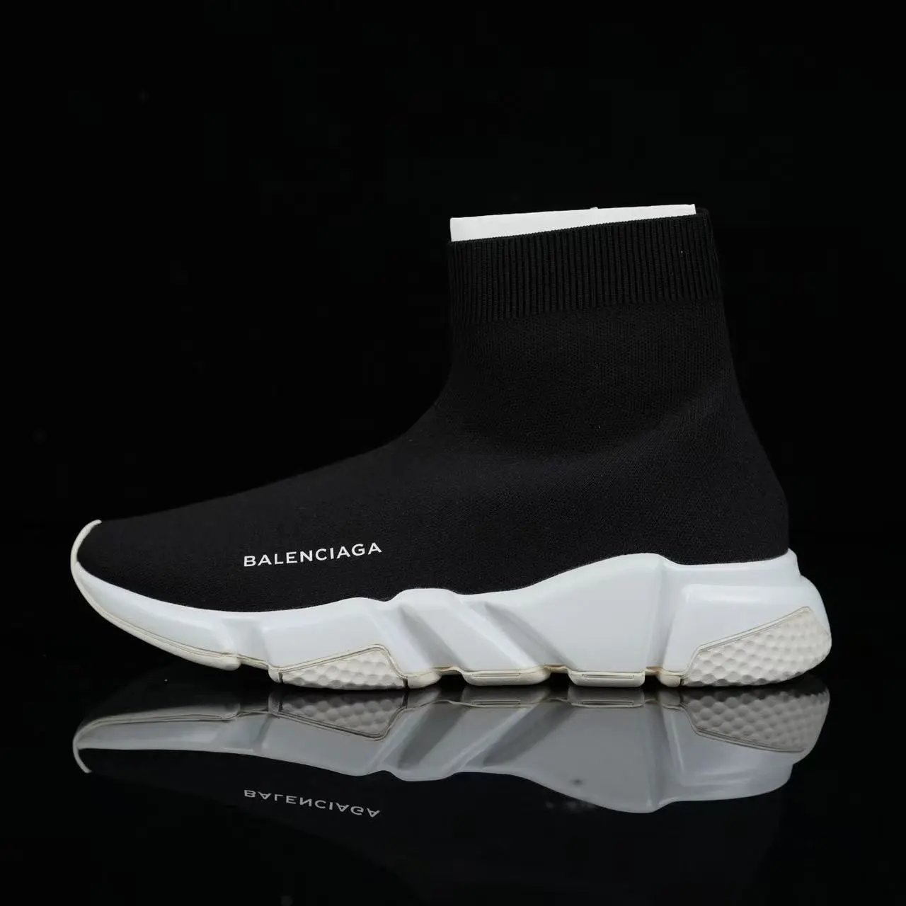 Paris Sock Shoe Black & White Sole
