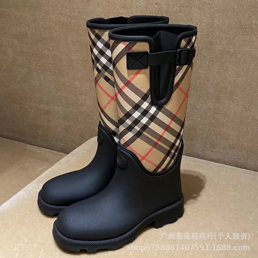 Round Toe Platform Medium High Cylinder Waterproof Rain Boots Women Knight Boots WS +852 65514341