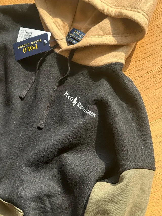 Polo Ralph Lauren Color-Block Hoodie in Black, Beige, and Army Green - 9